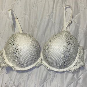 White/Cream jeweled and laced extreme bombshell push-up bra Victoria’s Secret